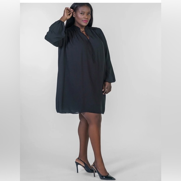 Maree Pour Toi Woman’s Bishop Long Sleeve Black Dress Luxe Plus Size 16 NWT - Picture 6 of 7